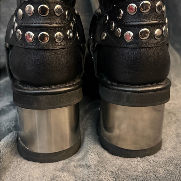 Jeffrey Campbell Black Combat Boots with Silver Accents - Picture 7 of 11